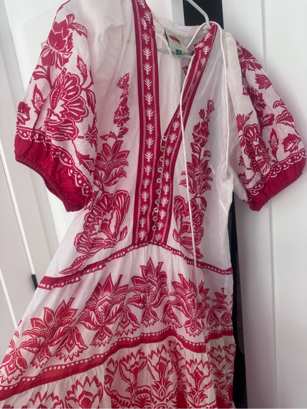 FARM Rio Ivory Maxi Dress with Red Folk Embroidery - Picture 2 of 7
